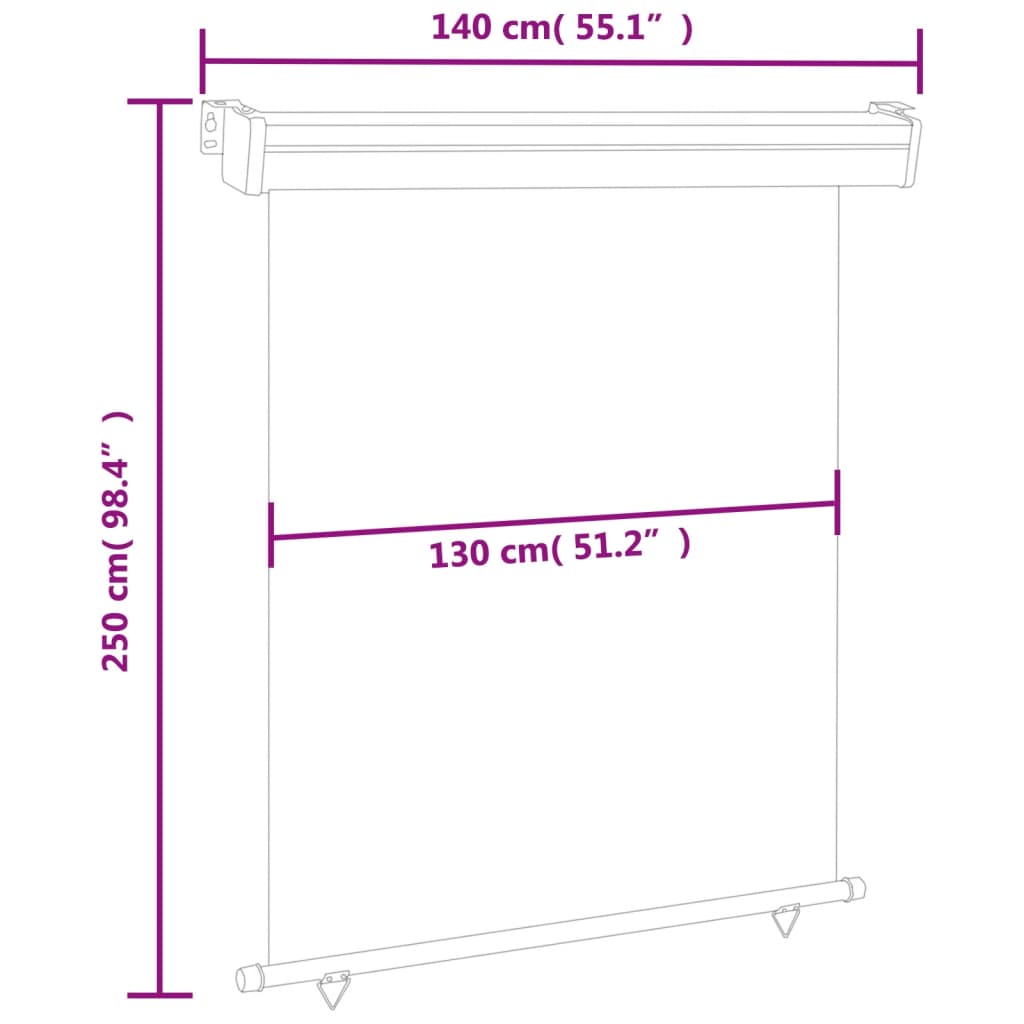 Balkon-Seitenmarkise 140 × 250 cm Rot