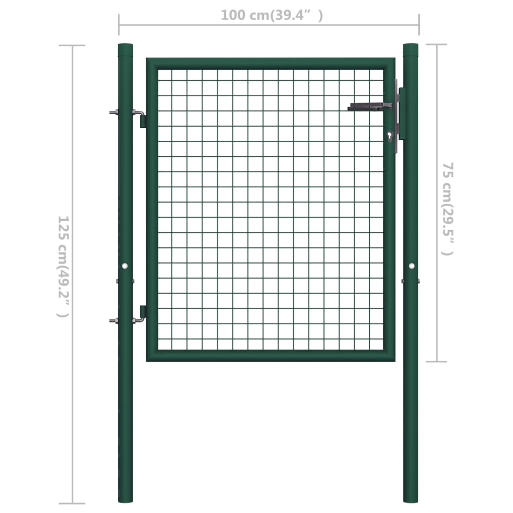 Zauntor Stahl 100 x 75 cm Grün