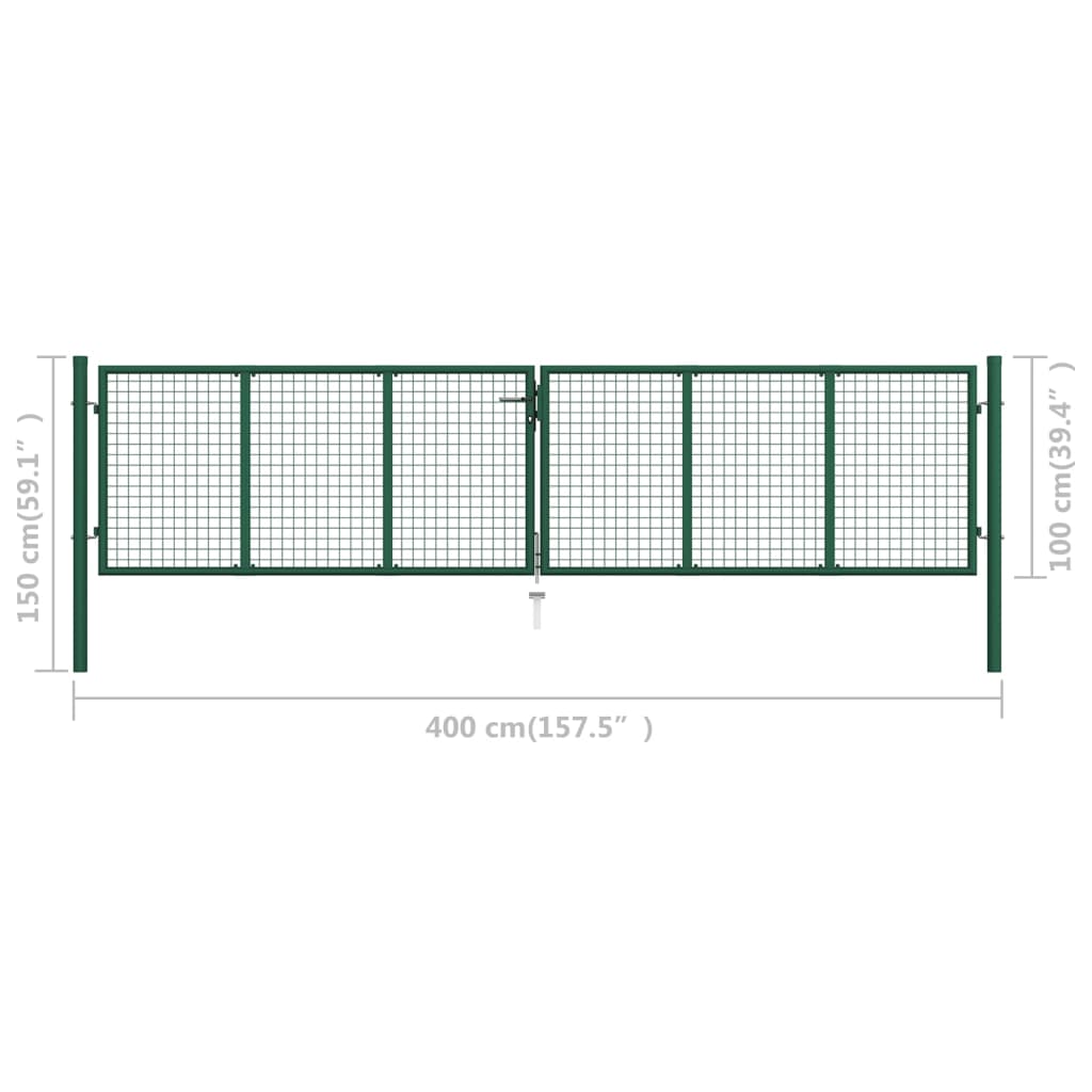 Mesh-Gartentor Stahl 400 x 100 cm Grün