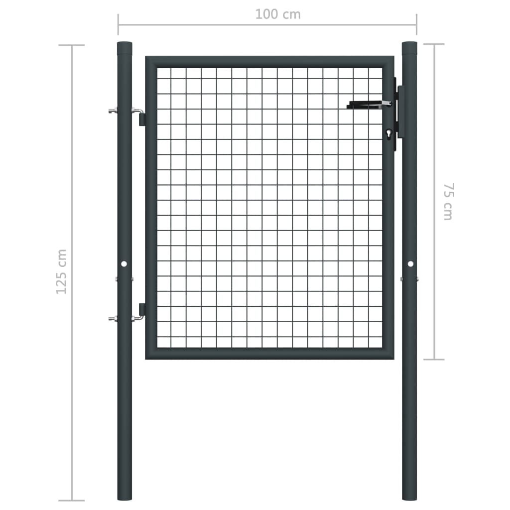 Mesh-Gartentor Verzinkter Stahl 100 x 125 cm Grau