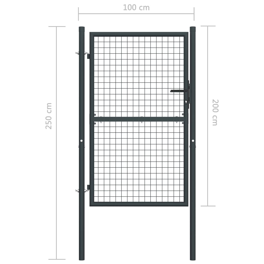 Mesh-Gartentor Verzinkter Stahl 100 x 250 cm Grau