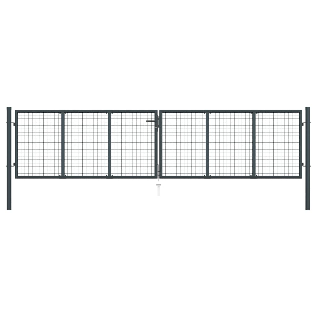 Mesh-Gartentor Verzinkter Stahl 400 x 125 cm Grau