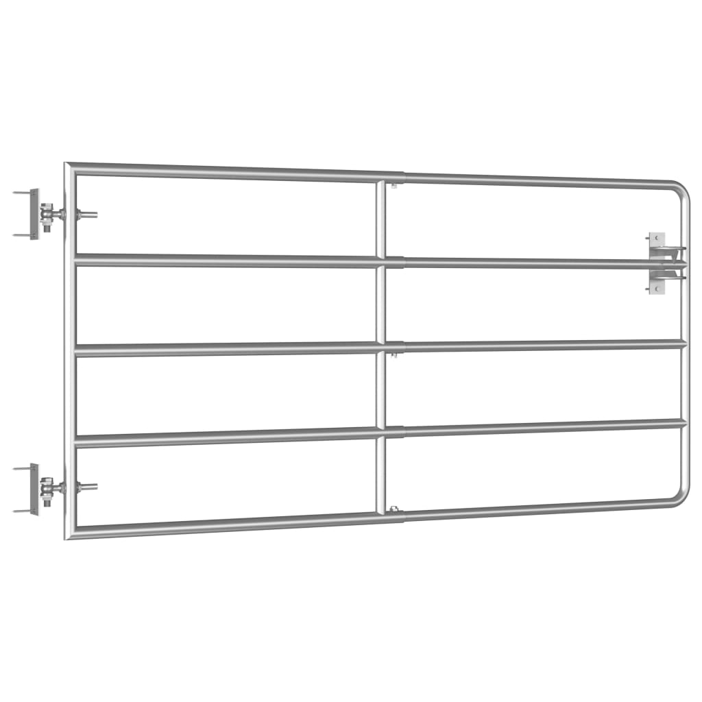 5-Rohr-Weidetor Stahl (95-170)×90 cm Silbern