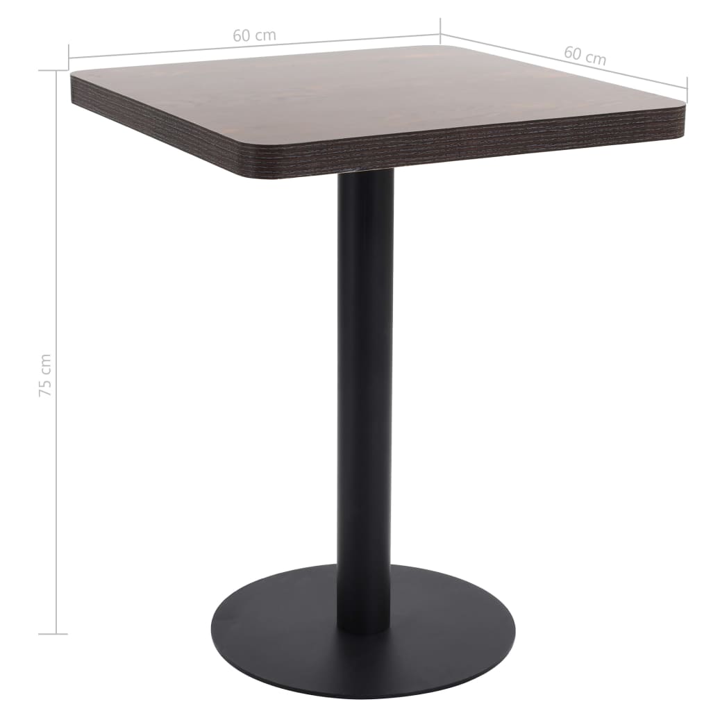 Bistrotisch Dunkelbraun 60x60 cm MDF