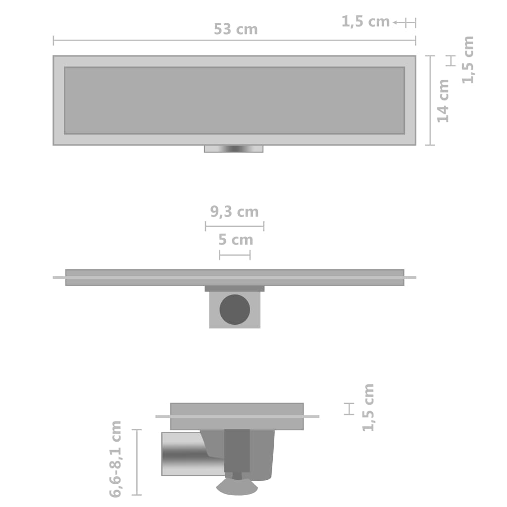 Duschablauf 2-in-1 Abdeckung 53×14 cm Edelstahl