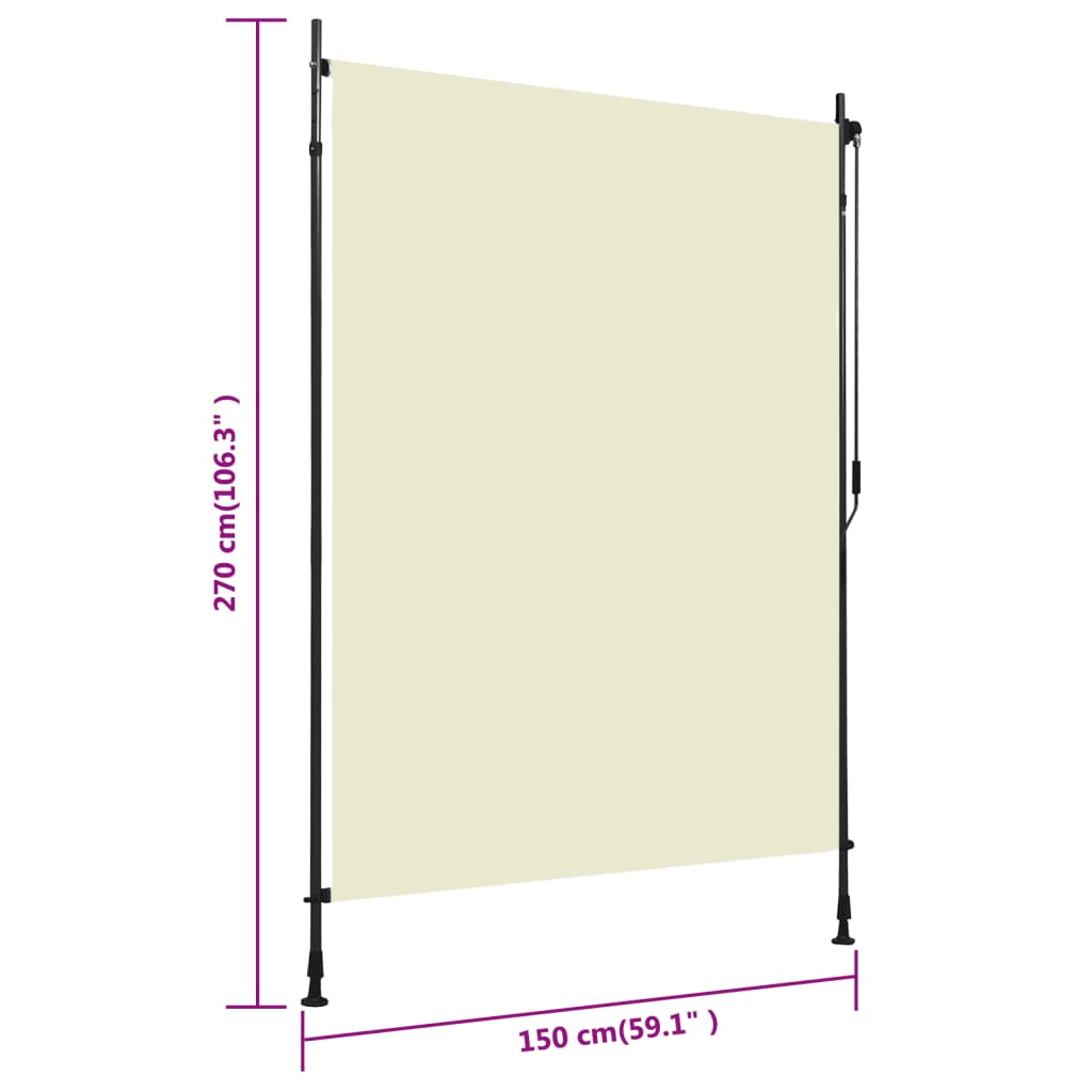 Außenrollo 150 x 270 cm Creme