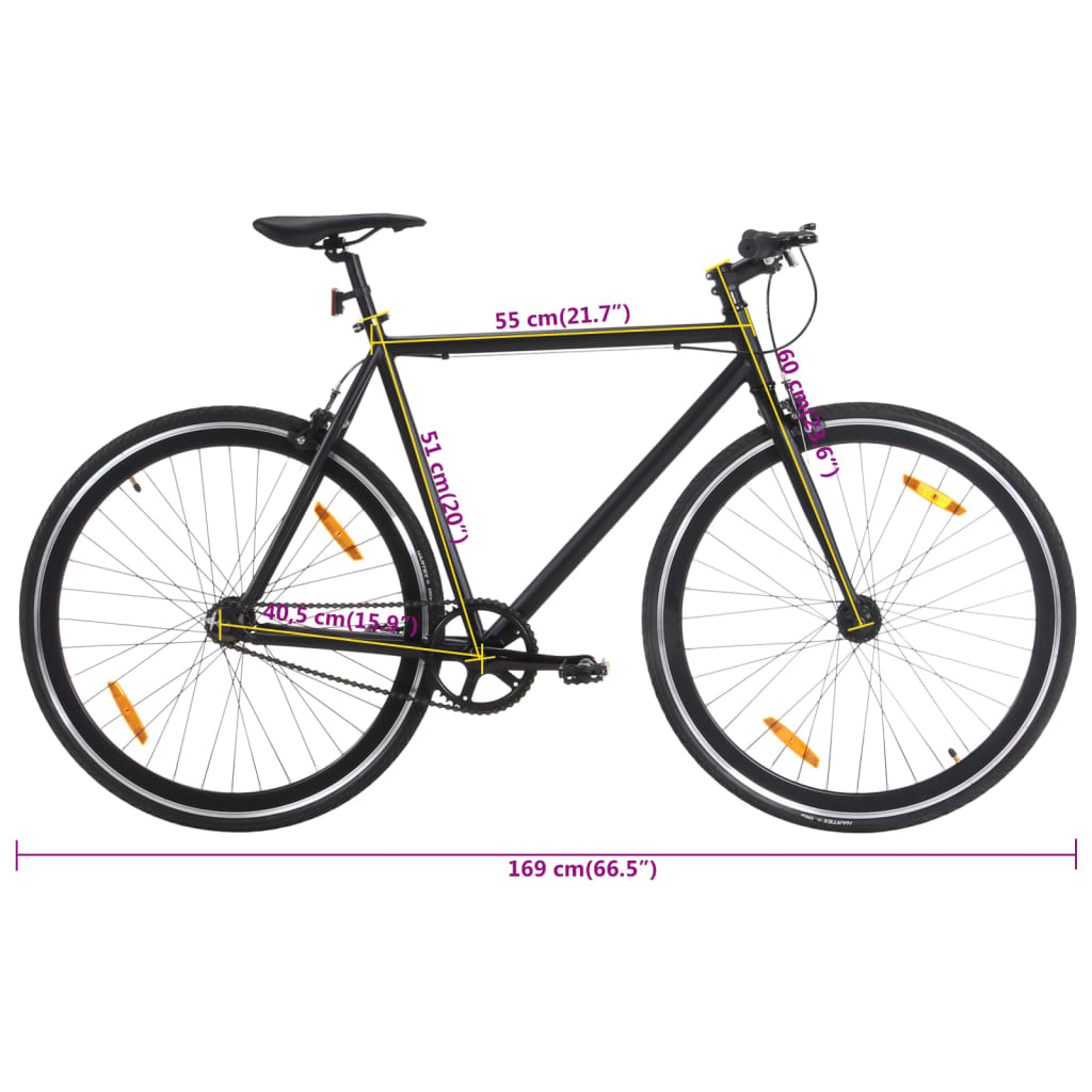 Fahrrad mit Festem Gang Schwarz 700c 51 cm