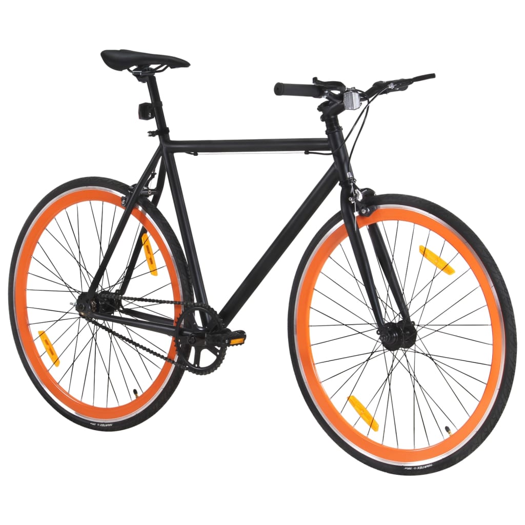 Fahrrad mit Festem Gang Schwarz und Orange 700c 59 cm