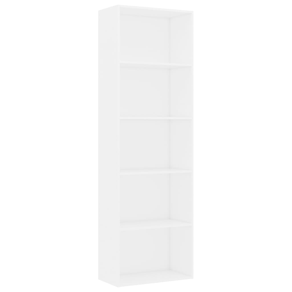 Bücherregal 5 Fächer Weiß 60x30x189 cm Holzwerkstoff