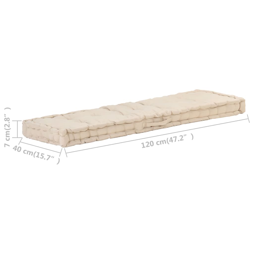 Palettenkissen Baumwolle 120×40×7 cm Beige