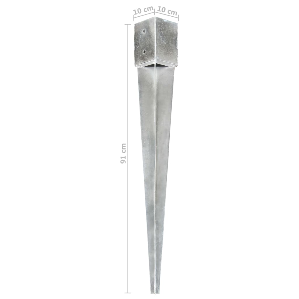 Erdspieße 2 Stk. Silbern 10×10×91 cm Verzinkter Stahl