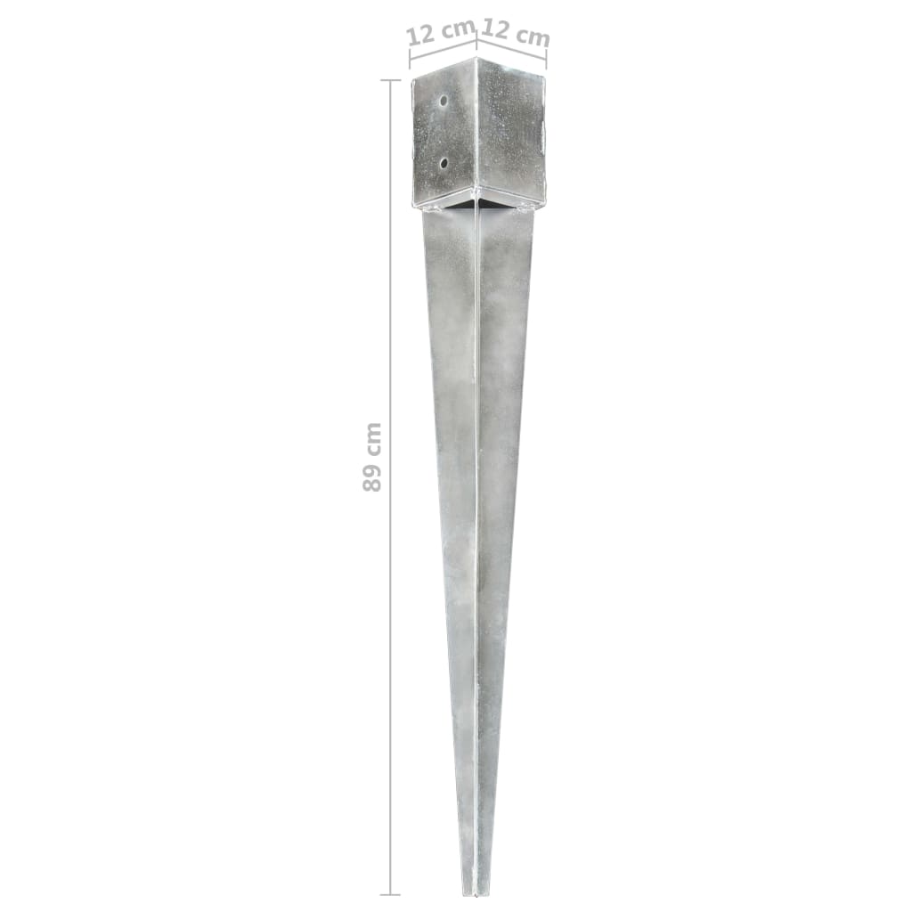 Erdspieße 2 Stk. Silbern 12×12×89 cm Verzinkter Stahl