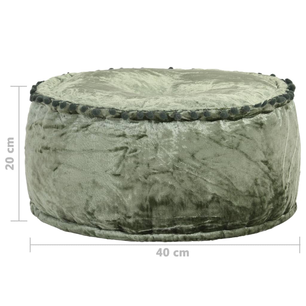 Pouf Rund Samt 40x20 cm Grün