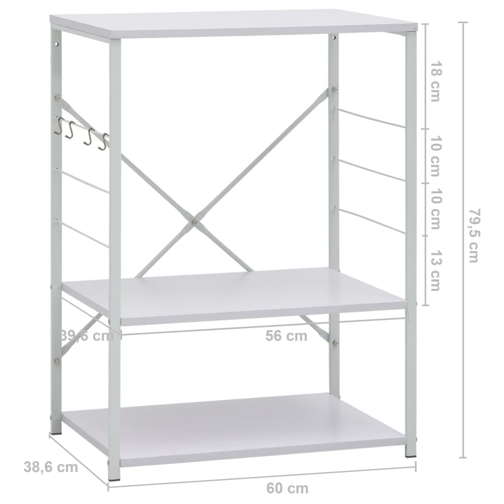 Mikrowellenregal Weiß 60×39,6×79,5 cm Holzwerkstoff