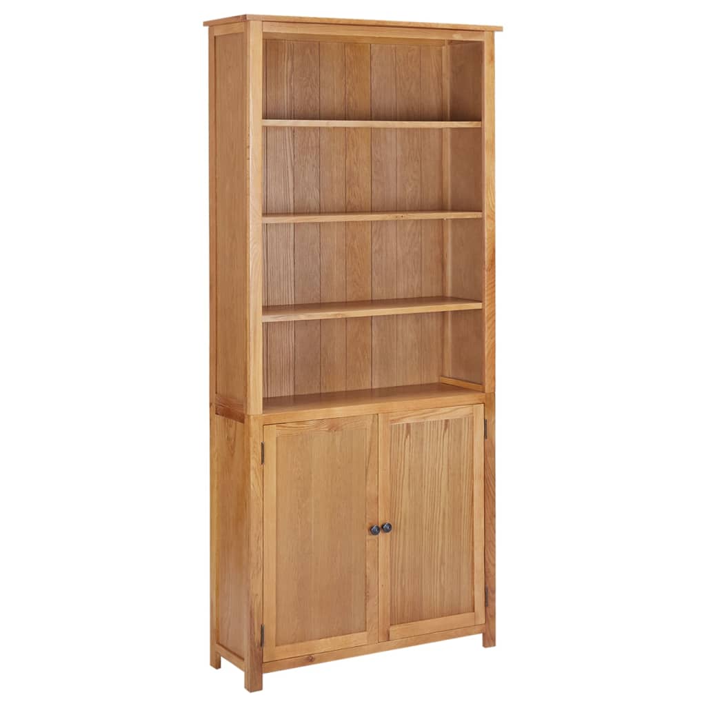 Bücherregal mit 2 Türen 90x30x200 cm Massivholz Eiche