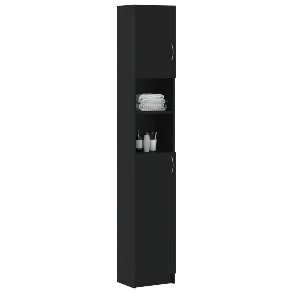 Badezimmerschrank Schwarz 32x25,5x190 cm Holzwerkstoff