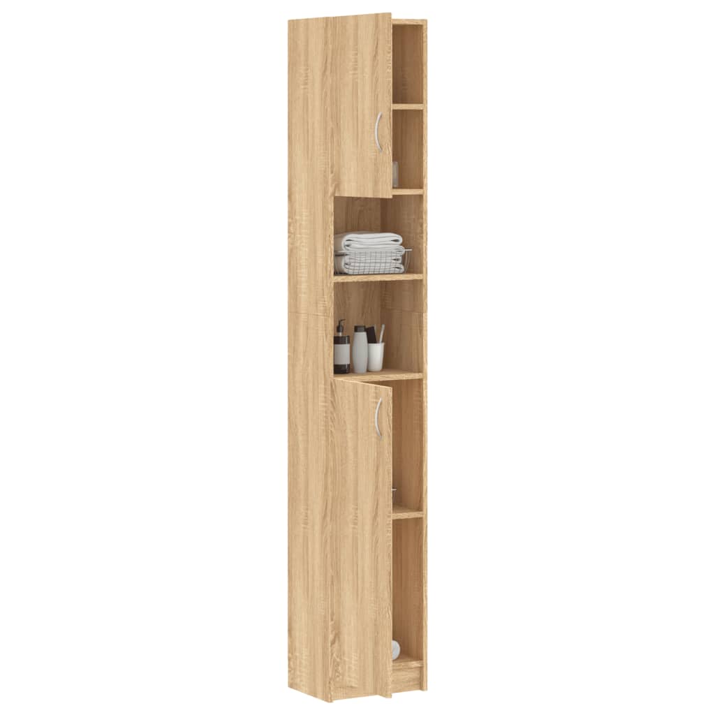 Badezimmerschrank Sonoma-Eiche 32x25,5x190 cm Holzwerkstoff