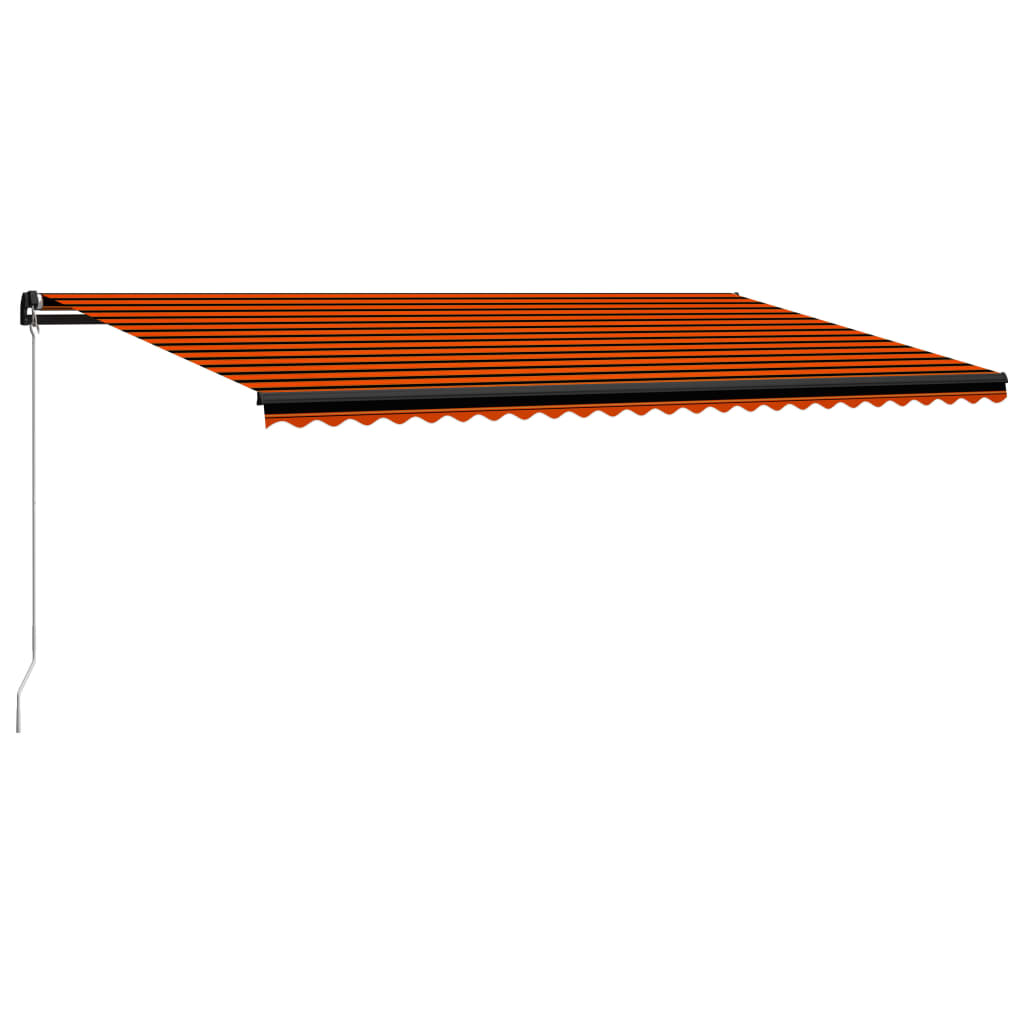 Markise Manuell Einziehbar mit LED 600x300 cm Orange & Braun