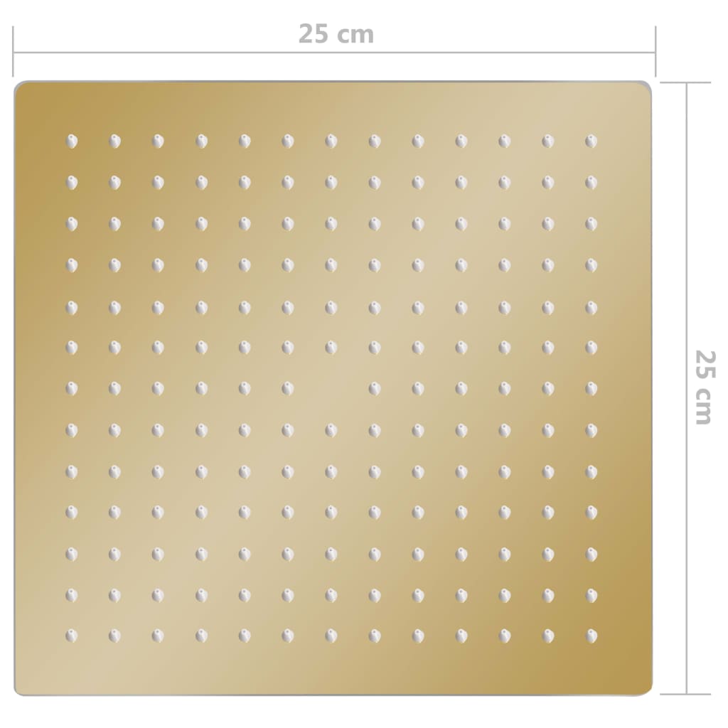 Regenbrause Edelstahl 25x25 cm Quadrat Golden