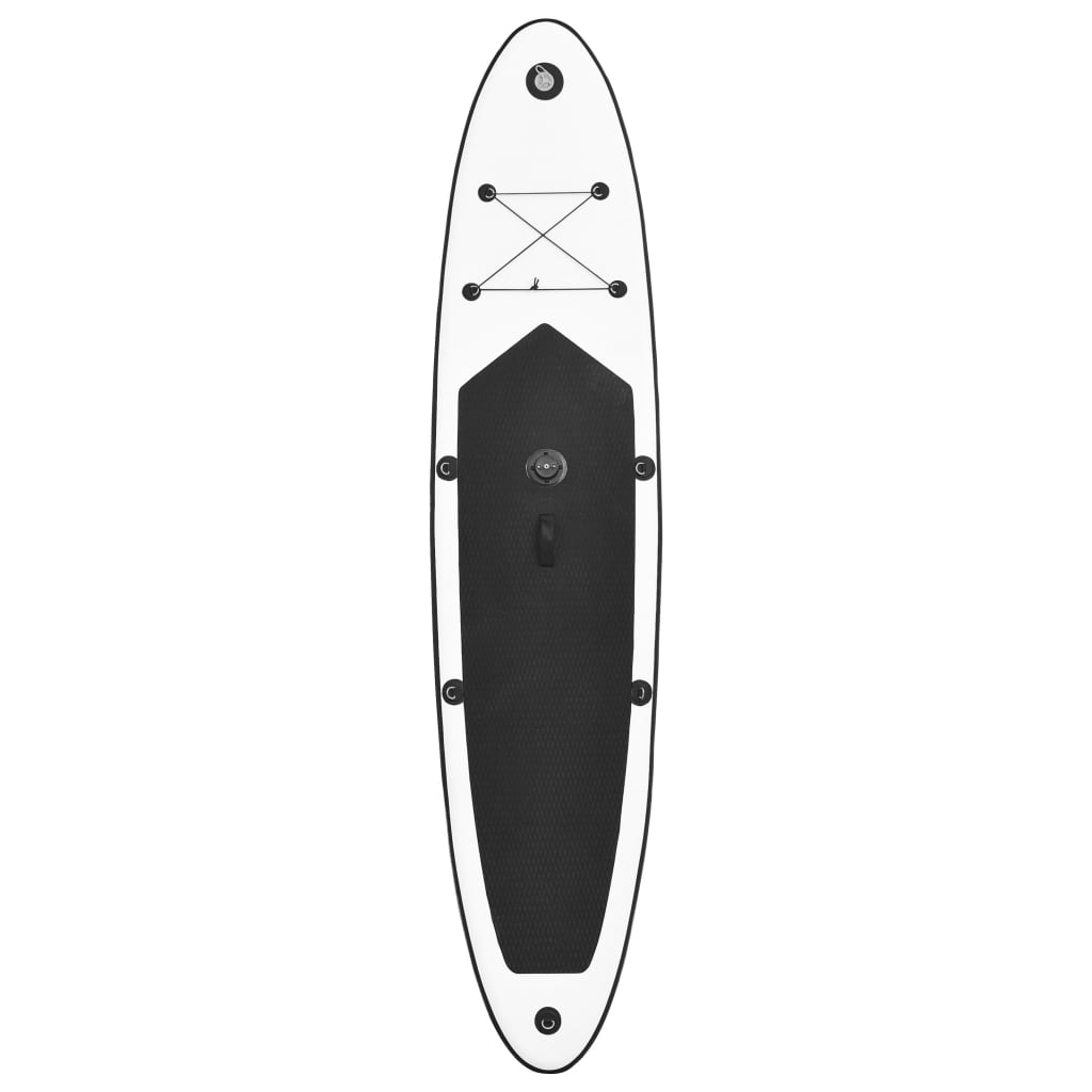 Aufblasbares SUP-Board mit Segel Set Schwarz und Weiß
