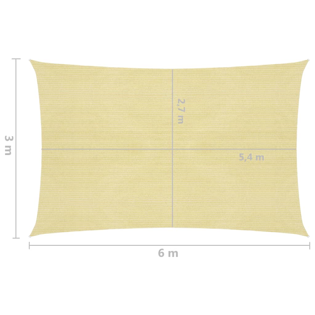 Sonnensegel 160 g/m² Beige 3x6 m HDPE