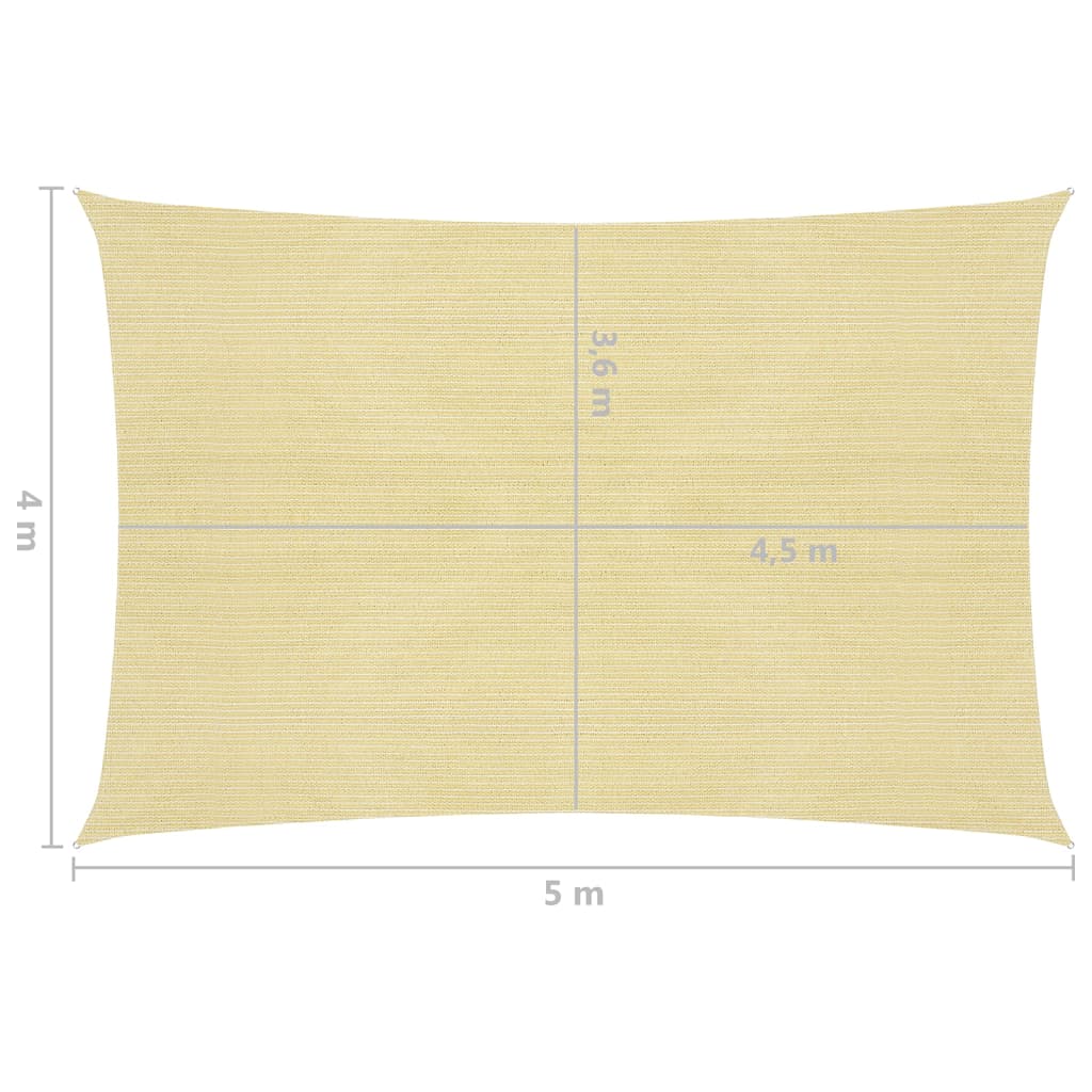 Sonnensegel 160 g/m² Beige 4x5 m HDPE