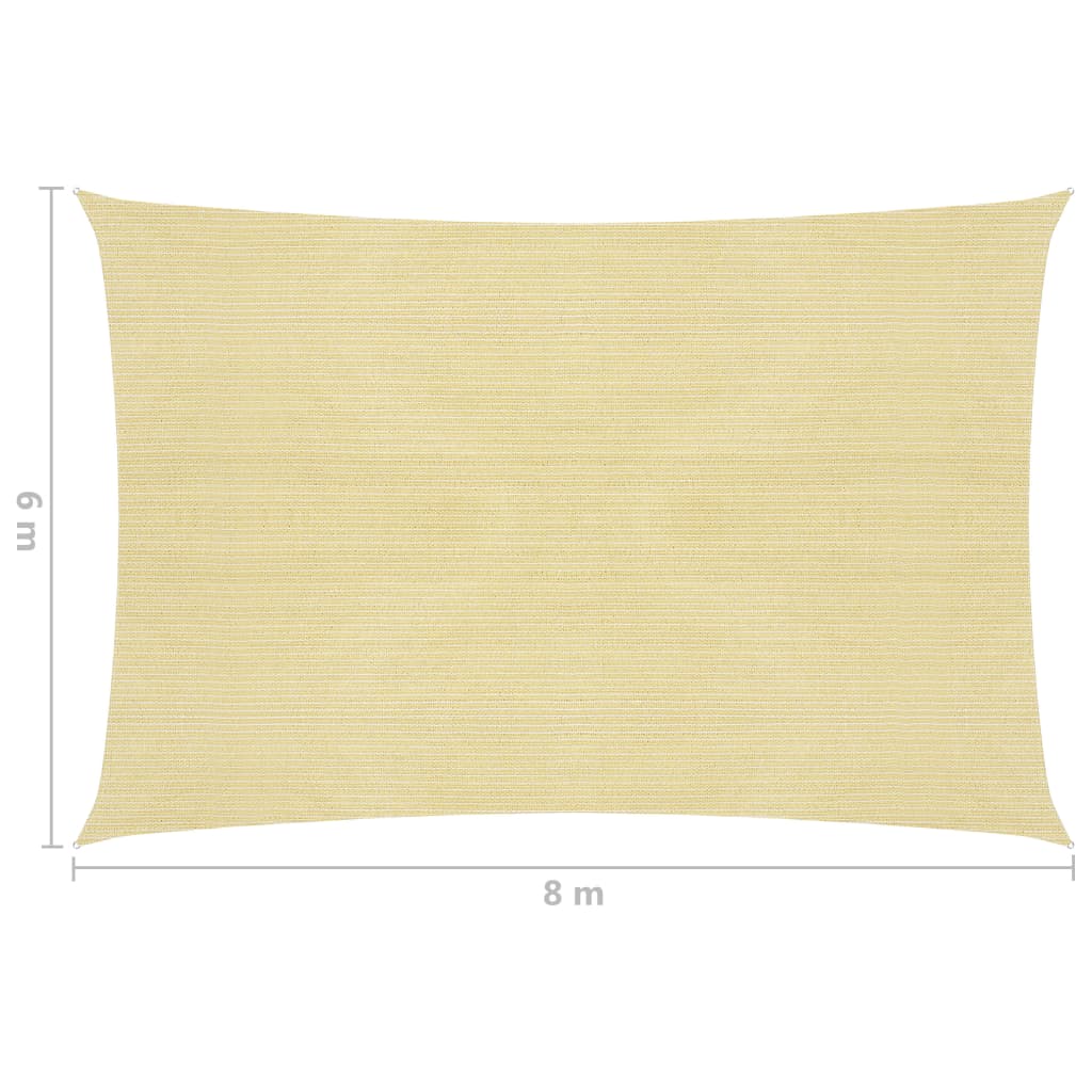 Sonnensegel 160 g/m² Beige 6x8 m HDPE