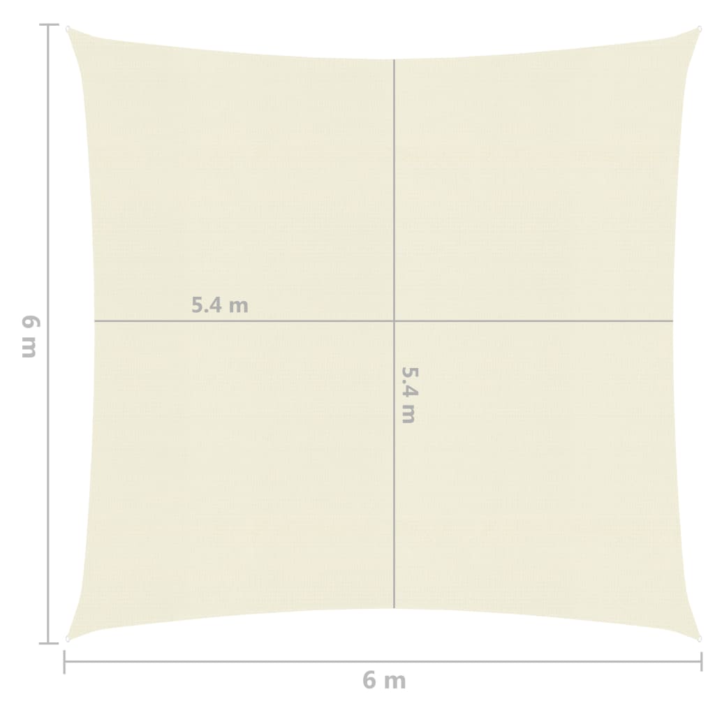 Sonnensegel 160 g/m² Creme 6x6 m HDPE