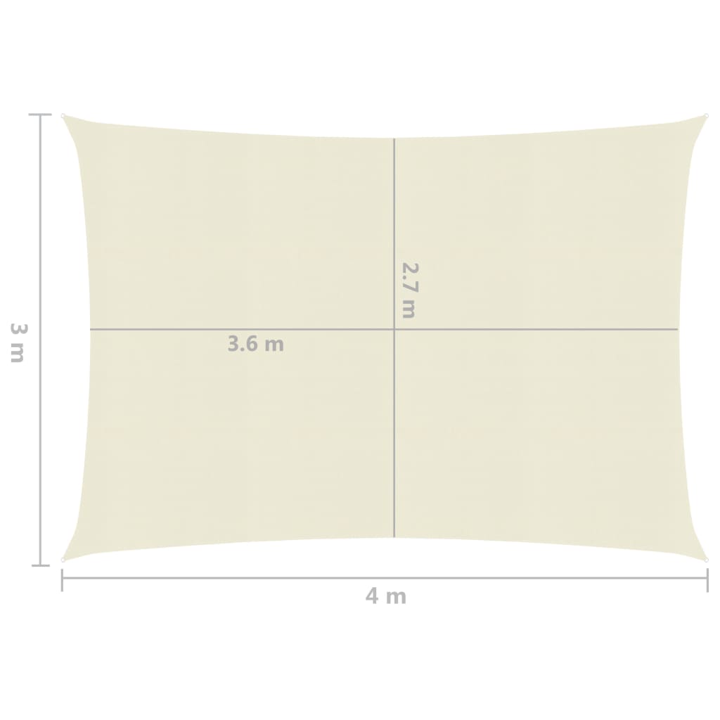 Sonnensegel 160 g/m² Creme 3x4 m HDPE