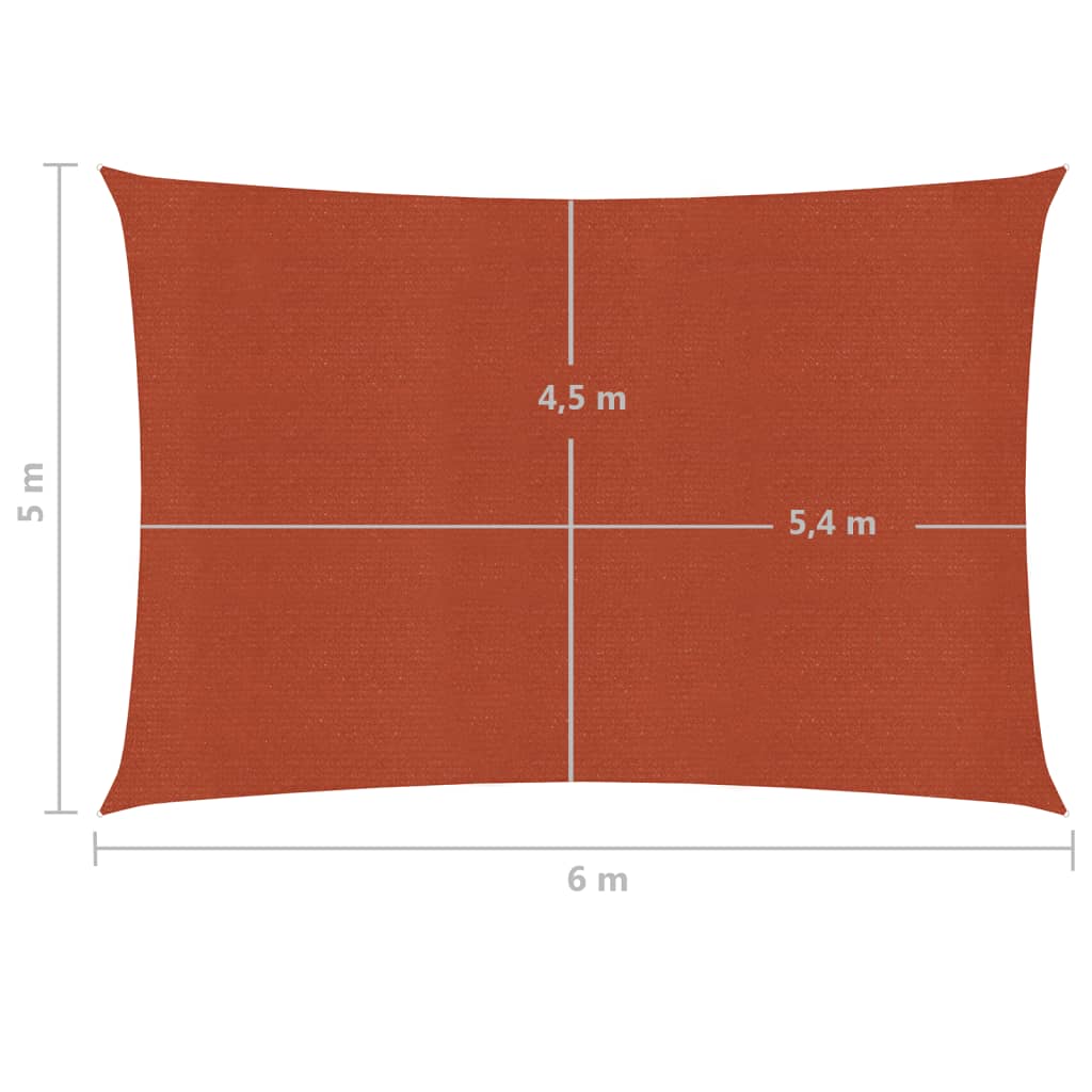 Sonnensegel 160 g/m² Terrakottarot 5x6 m HDPE