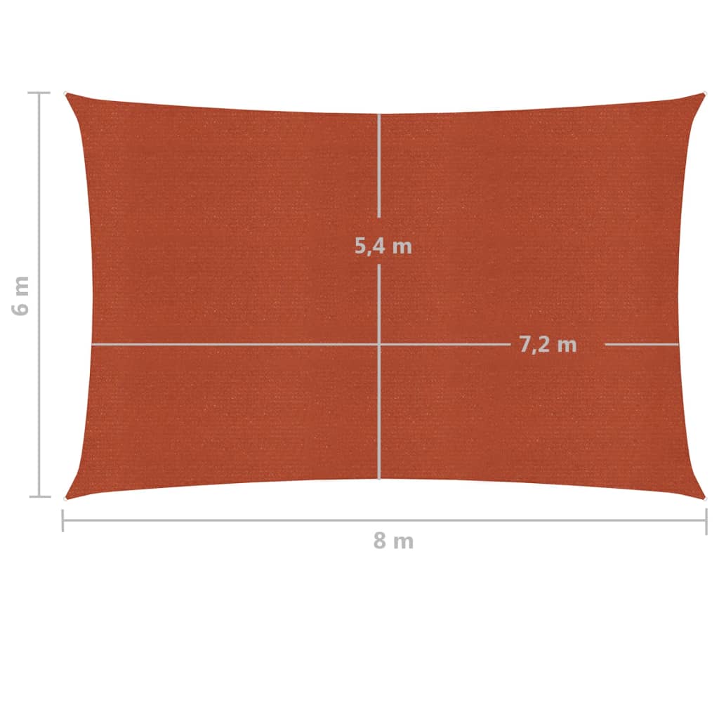 Sonnensegel 160 g/m² Terrakottarot 6x8 m HDPE