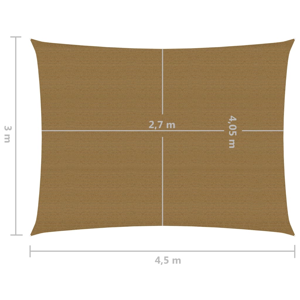 Sonnensegel 160 g/m² Taupe 3x4,5 m HDPE