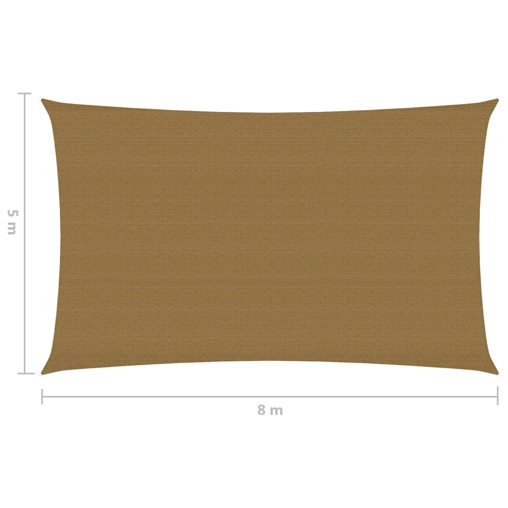 Sonnensegel 160 g/m² Taupe 5x8 m HDPE