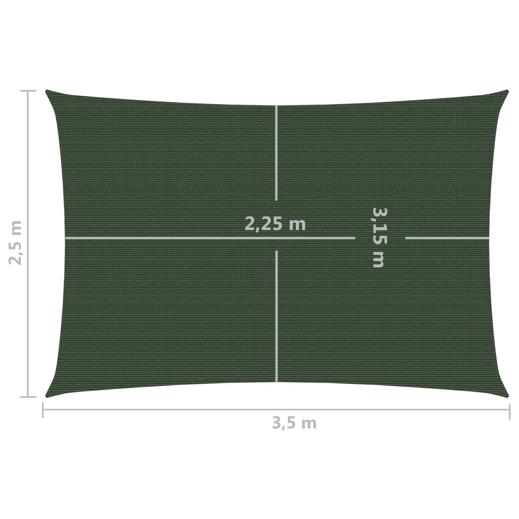 Sonnensegel 160 g/m² Dunkelgrün 2,5x3,5 m HDPE