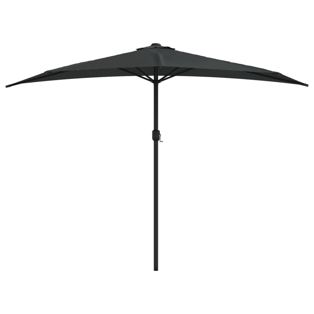 Balkon-Sonnenschirm Alu-Mast Schwarz 300x155x223cm Halbrund