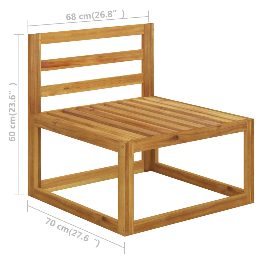 Modular-Mittelsofa mit Dunkelgrauen Kissen Akazie Massivholz