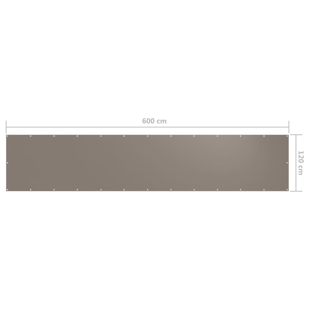 Balkon-Sichtschutz Taupe 120x600 cm Oxford-Gewebe