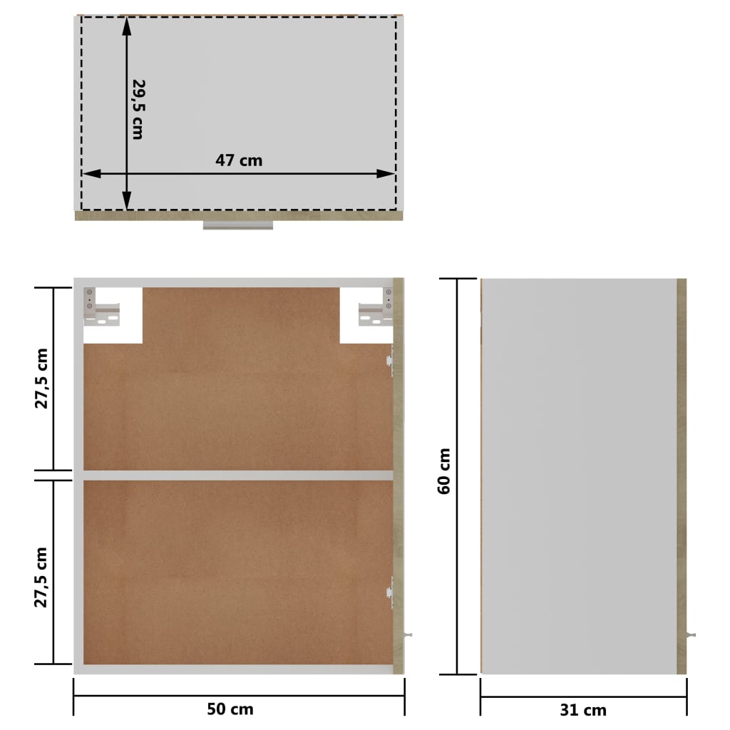 Hängeschrank Sonoma-Eiche 50x31x60 cm Holzwerkstoff