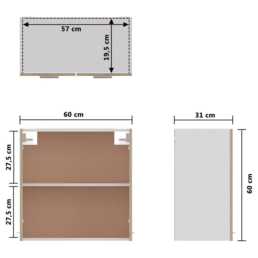 Hängeschrank Sonoma-Eiche 60x31x60 cm Holzwerkstoff