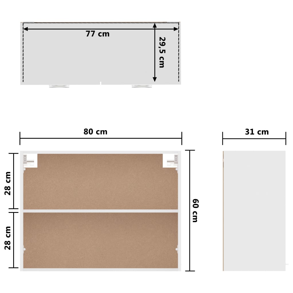 Hängeschrank Weiß 80x31x60 cm Holzwerkstoff