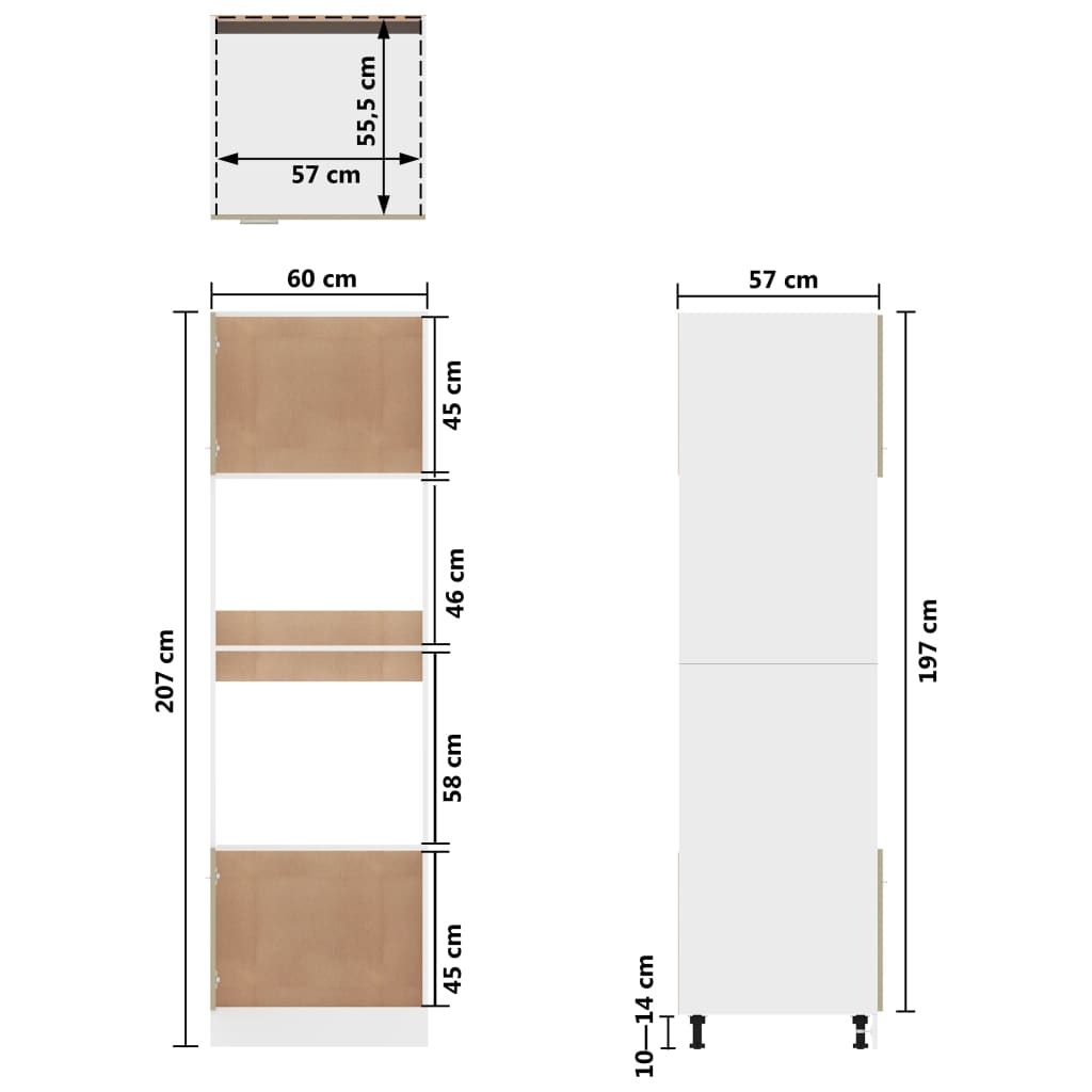 Mikrowellenumbauschrank Sonoma-Eiche 60x57x207 cm Holzwerkstoff