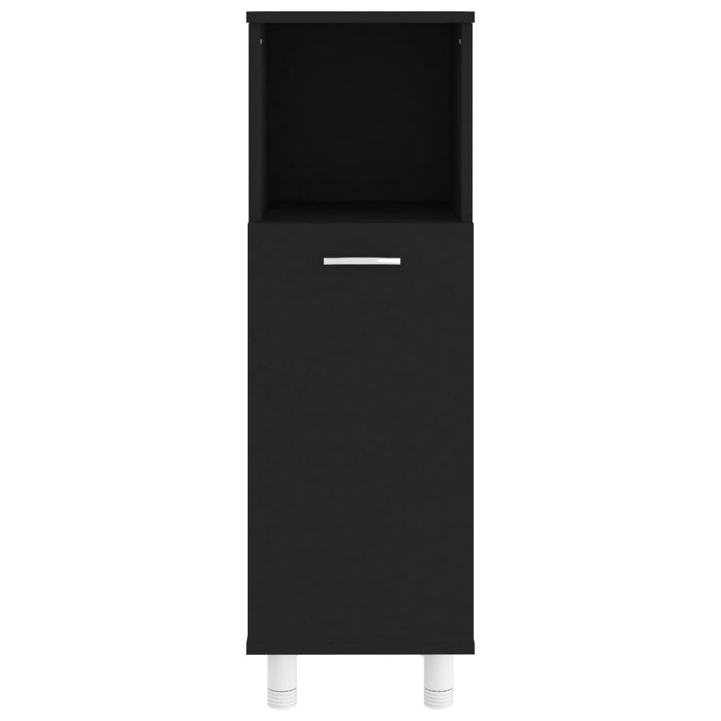 Badezimmerschrank Schwarz 30x30x95 cm Holzwerkstoff