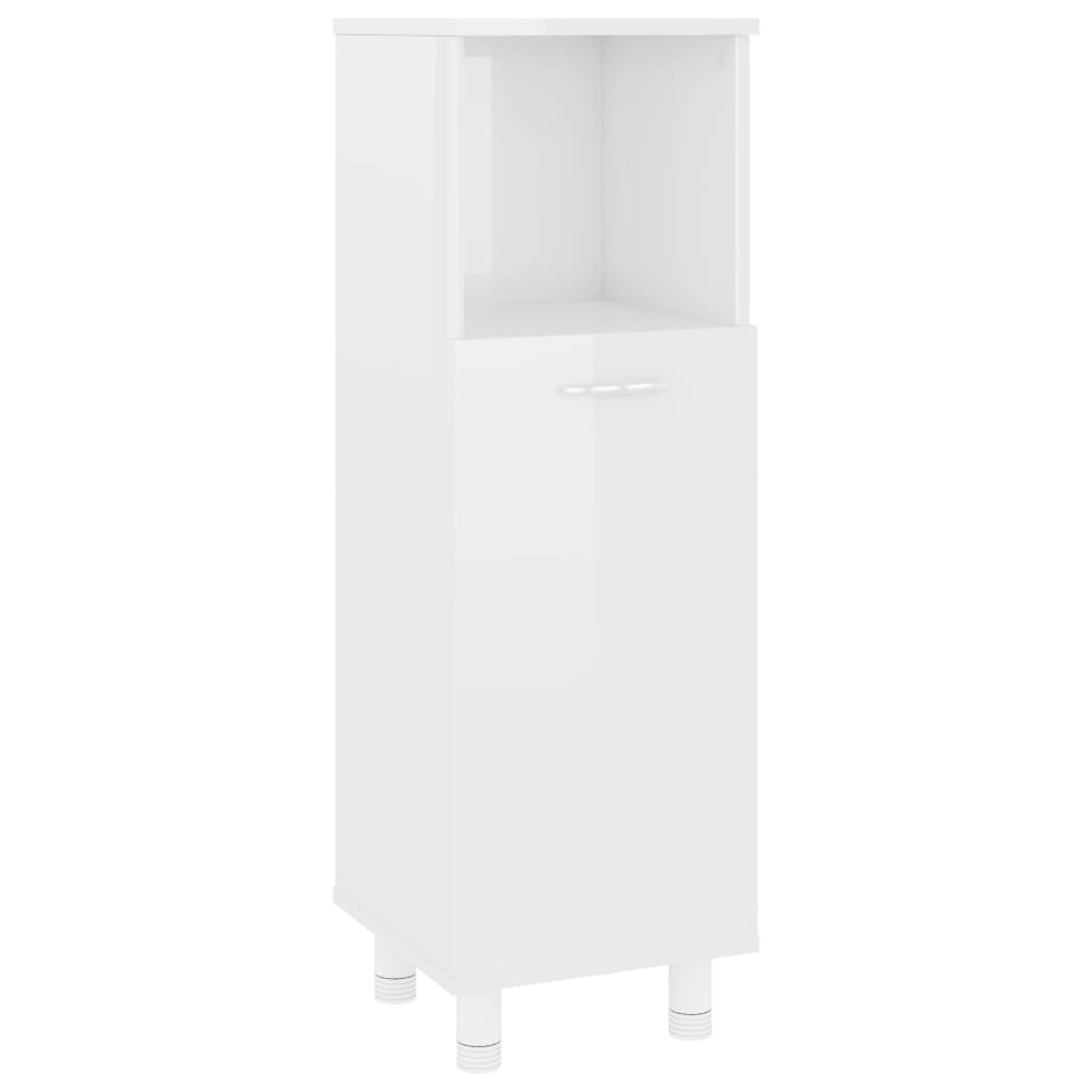 Badezimmerschrank Hochglanz-Weiß 30x30x95 cm Holzwerkstoff
