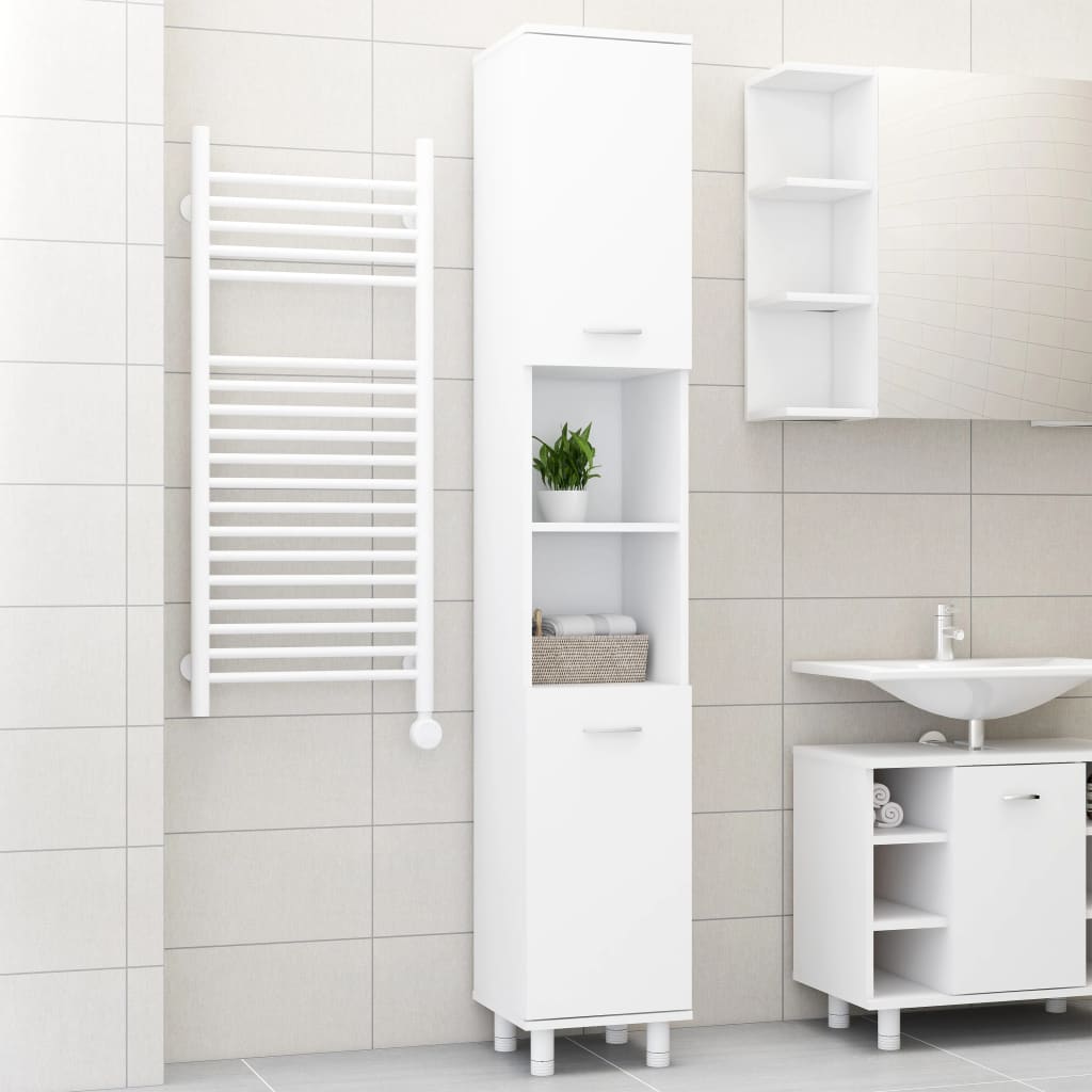 Badezimmerschrank Weiß 30x30x179 cm Holzwerkstoff