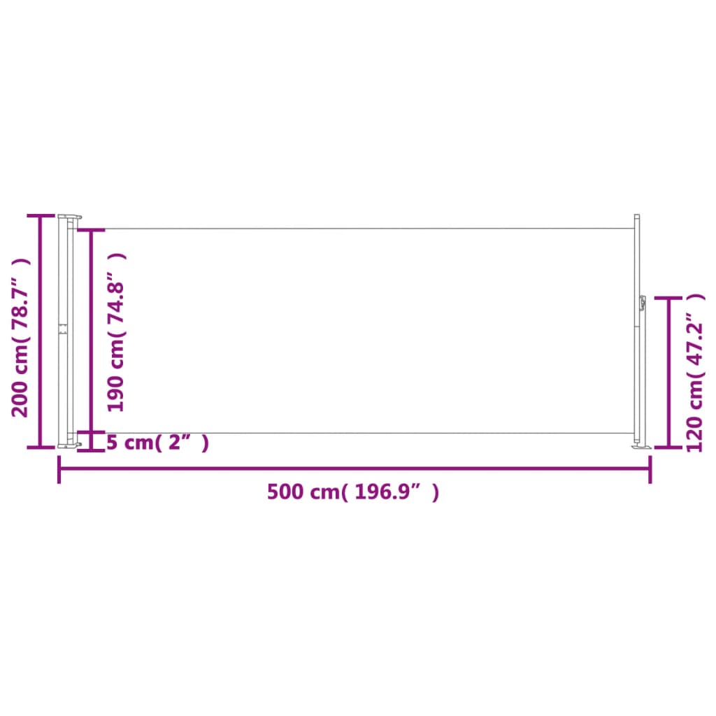 Seitenmarkise Ausziehbar 200x500 cm Creme