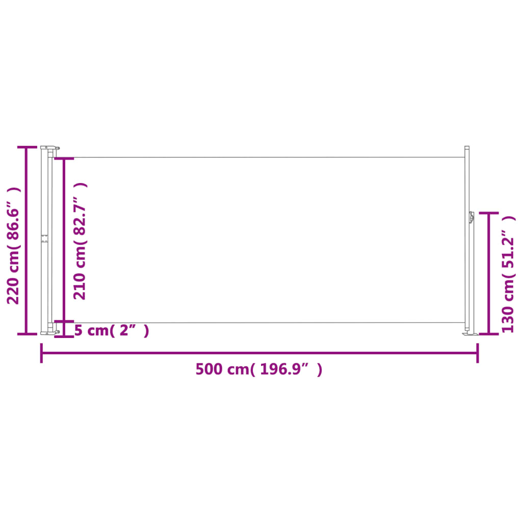 Seitenmarkise Ausziehbar 220x500 cm Creme