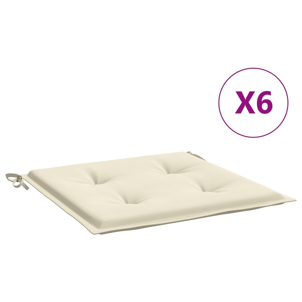 Gartenstuhl-Kissen 6 Stk. Creme 40x40x3 cm Oxford-Gewebe