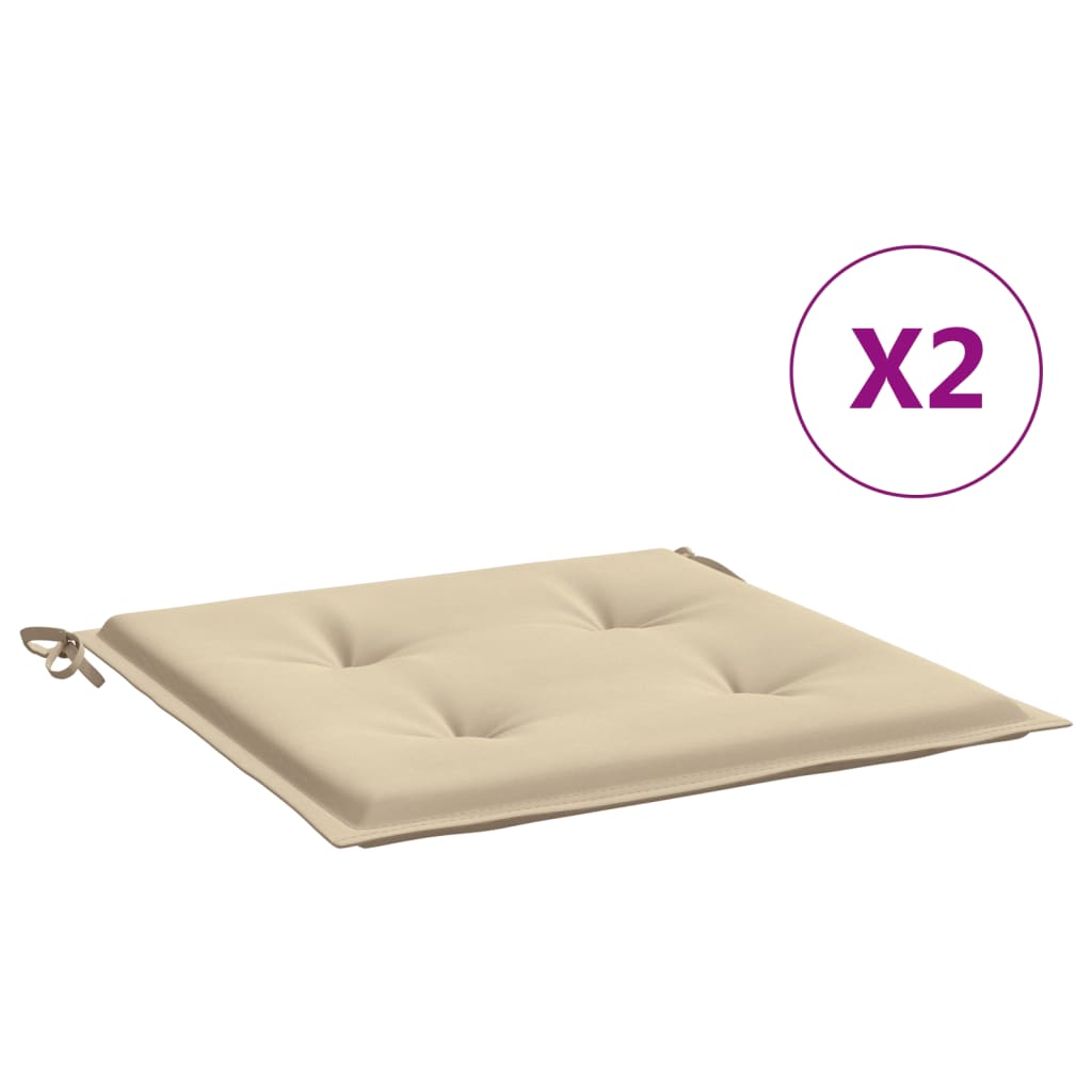 Gartenstuhl-Kissen 2 Stk. Beige 40x40x3 cm Oxford-Gewebe