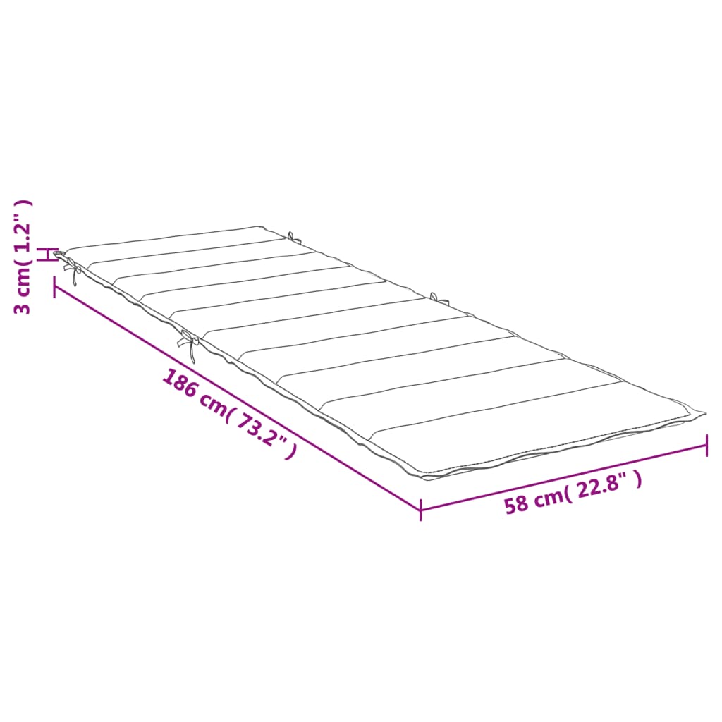 Sonnenliegen-Auflage Creme 186x58x3 cm Oxford-Gewebe