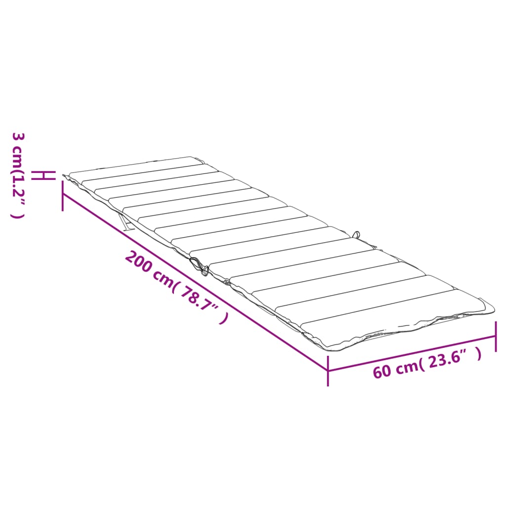 Sonnenliegen-Auflage Blau 200x60x3 cm Oxford-Gewebe